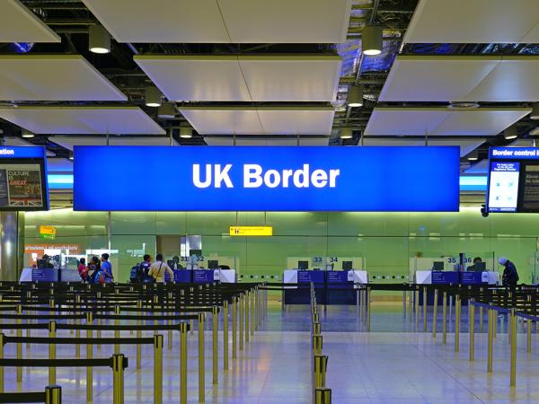 UK border at a London airport
