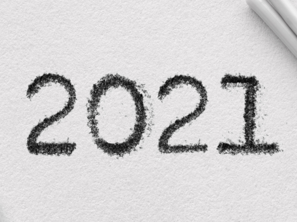 the numbers '2021' printed with a typewriter