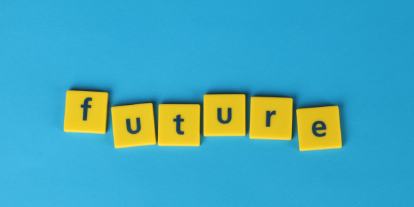 Yellow letter tiles spelling out the word 'FUTURE' 