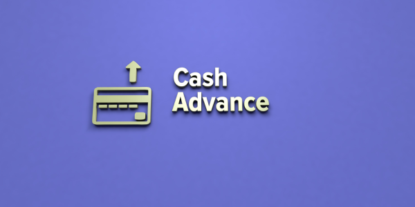 An image of a bank card with an arrow above and the words 'CASH ADVANCE' 